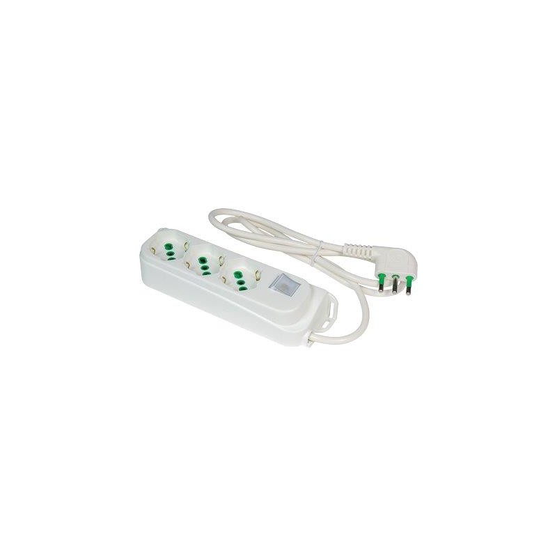 MULTIPRESA BIPASSO SCHUKO + INT.LUM RETAIL FME BIANCO POSTI 3 2P+T 16A NÂ°XMMQ 3