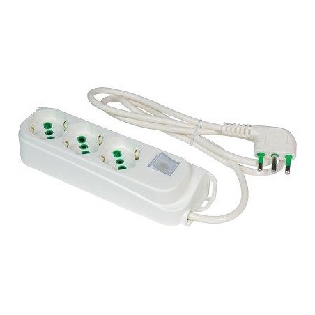 MULTIPRESA BIPASSO SCHUKO + INT.LUM RETAIL FME BIANCO POSTI 3 2P+T 16A NÂ°XMMQ 3