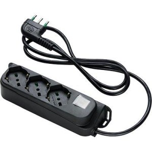 MULTIPRESA BIPASSO SCHUKO + INT.LUM RETAIL FME NERO POSTI 3 2P+T 16A NÂ°XMMQ 3X1