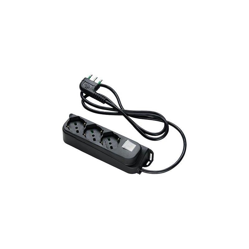 MULTIPRESA BIPASSO SCHUKO + INT.LUM RETAIL FME NERO POSTI 3 2P+T 16A NÂ°XMMQ 3X1