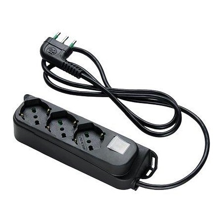 MULTIPRESA BIPASSO SCHUKO + INT.LUM RETAIL FME NERO POSTI 3 2P+T 16A NÂ°XMMQ 3X1